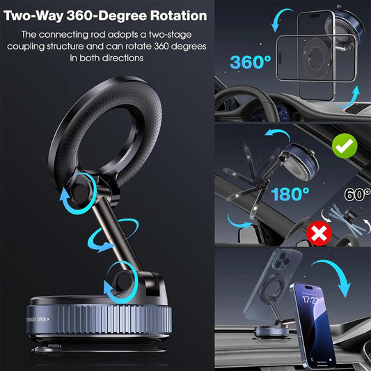360° Magnetic Suction Cup Car Phone Mount – Hands-Free Dashboard & Windshield Holder