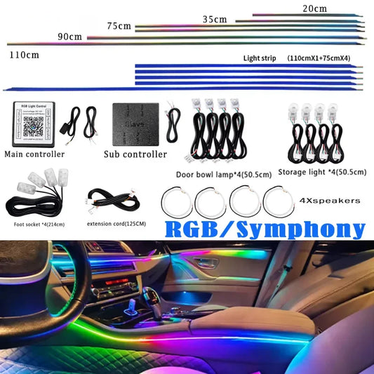 Car Interior RGB Light – 18-in-1 Music Sync & App Control